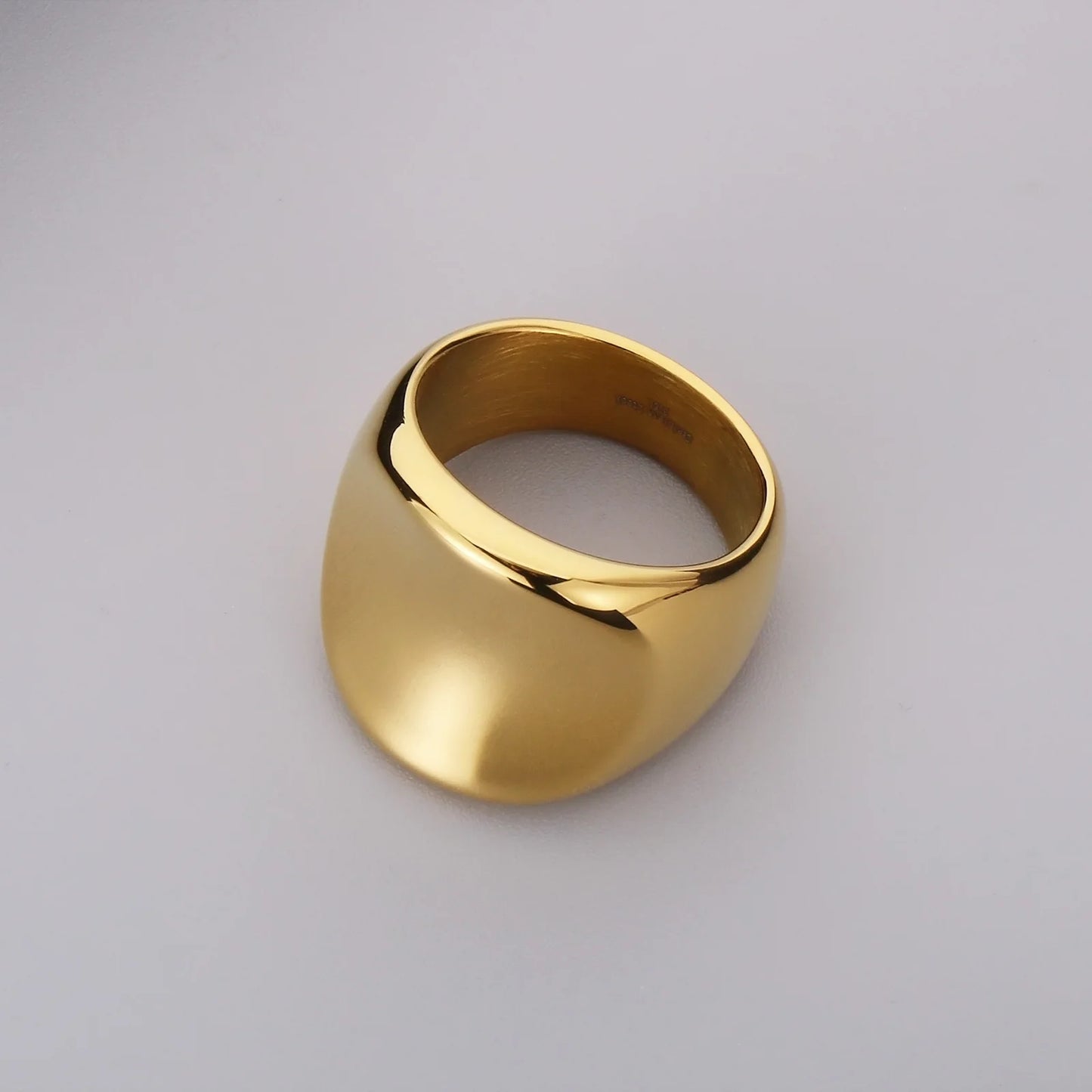 "Dentique" - unisex fashionable stainless steel ring gold polished surface