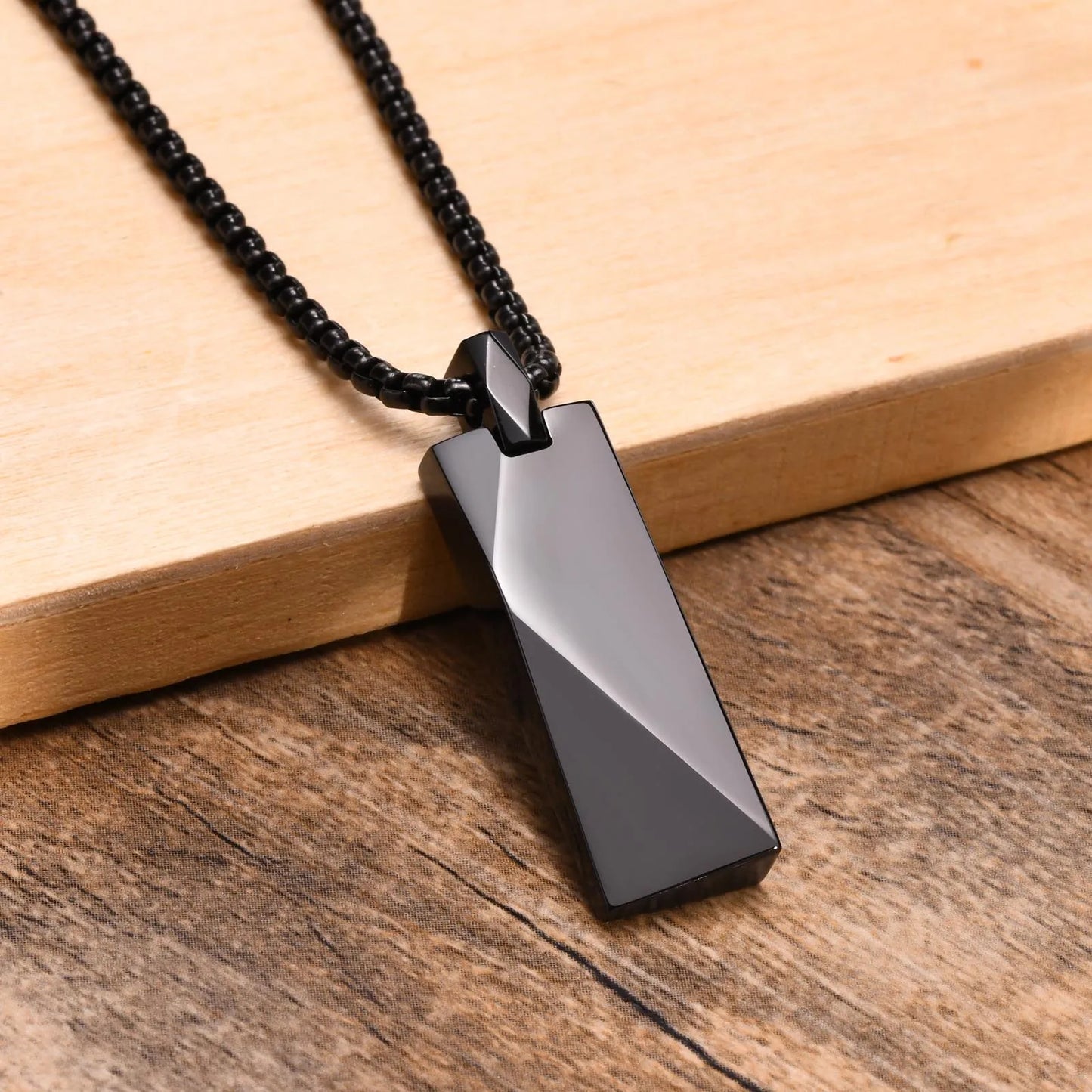 "Geometrix" - unisex stainless steel necklace black