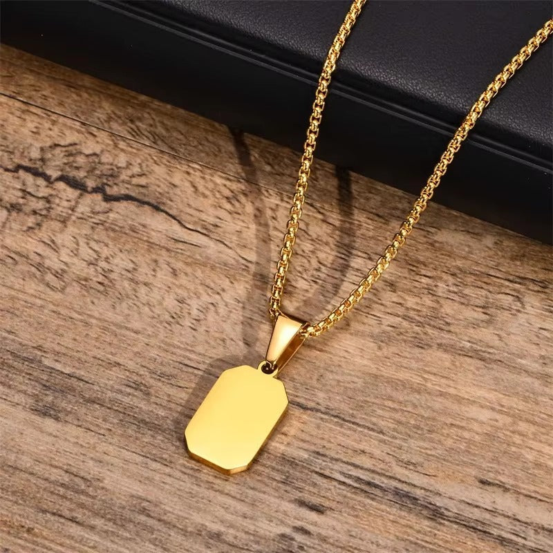 "Shadelite" - unisex stainless steel necklace gold colour display back