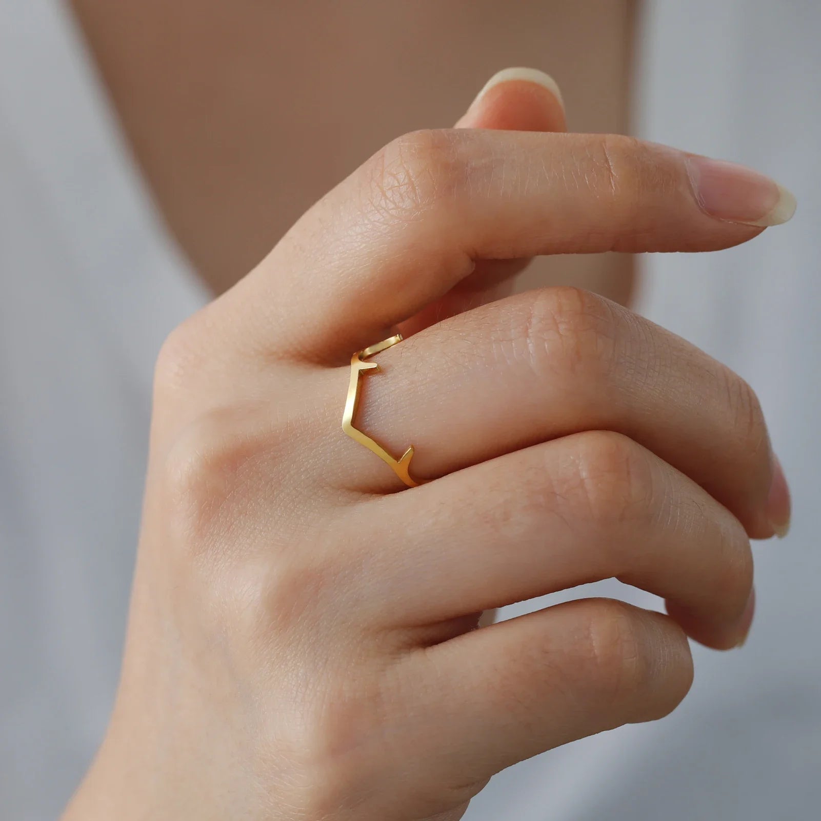 "Antlery" - unisex fashionable stainless steel ring on hand