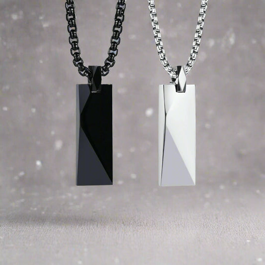 "Geometrix" - unisex stainless steel necklace black and steel