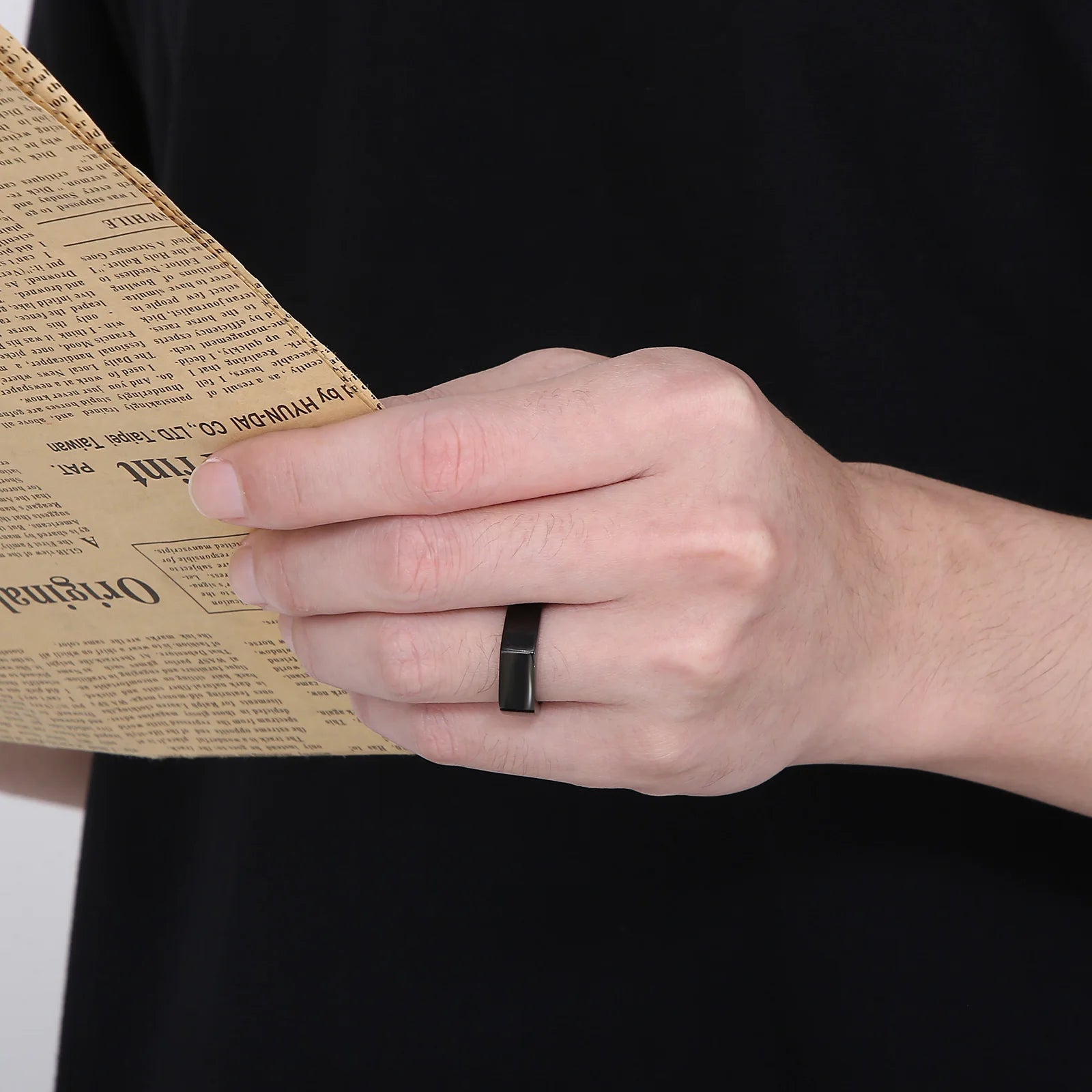 "Hexanut" - unisex fashion ring black colour ring on hand 