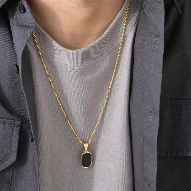 "Shadelite" - unisex stainless steel necklace gold colour display